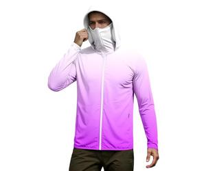Felpa da uomo con cappuccio Ninja, con cerniera intera, a maniche lunghe, con stampa gradiente, per sport, unisex, con protezione solare, estiva, alla moda, abbigliamento da vela, P viola, XXL