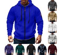 Felpa da uomo con cappuccio sportiva con zip intera, casual, a maniche lunghe, con cerniera, in pile oversize, con spalle cadenti, alla moda, vintage, con cerniera, per fitness, felpa con cappuccio