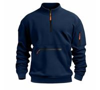 Felpa da uomo con cerniera a 1/4, tasca con cerniera, in pile, a maniche lunghe, senza cappuccio, vestibilità larga, personalizzata, casual, classica, alla moda, da lavoro, per sport, attività