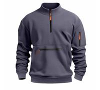 Felpa da uomo con cerniera a 1/4, tasca con cerniera, in pile, a maniche lunghe, senza cappuccio, vestibilità larga, personalizzata, casual, classica, alla moda, da lavoro, per sport, attività