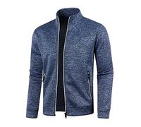 Felpa da uomo con cerniera completa, giacca da uomo in pile sottile, felpe da lavoro leggere e traspiranti, pullover classici a tinta unita girocollo slim fit maglioni senza cappuccio, Marina Militare