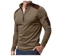 Felpa da uomo con chiusura lampo, a maniche lunghe, a nido d'ape, senza cappuccio, con colletto alto, elegante, casual, da lavoro, caffè, L