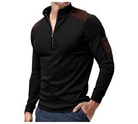 Felpa da uomo con colletto tattico con zip da uomo Activewear a maniche lunghe senza cappuccio felpe da corsa polo maglione caldo maglione casual a nido d'ape felpa pullover dolcevita felpe, Nero , XL