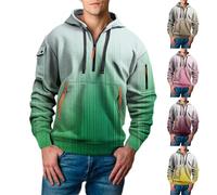 Felpa da uomo con mezza zip e sfumatura con cappuccio da uomo con zip 1/4 con cappuccio cargo multi tasche felpe con cappuccio con coulisse felpa con cappuccio alla moda maglione giovanile per inverno