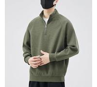 Felpa da uomo con mezza zip, pullover termico con colletto rialzato, top casual ispessito per autunno inverno uso quotidiano
