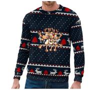 Felpa da uomo con stampa a motivo, maglione cattivo di Natale di grandi dimensioni, scollo rotondo Xmas Felpe a maniche lunghe termiche Merry Christmas Casual Autunno e Inverno Caldo Classico Babbo