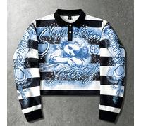 Felpa da uomo con stampa di angelo e righe a contrasto di colore L,M,S,XL,XXLGrafico,Lettere,A strisceTessuto in maglia