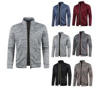 Felpa da uomo con zip intera, giacca sportiva casual da uomo, in pile, leggera, a maniche lunghe, con tasche con cerniera, felpa per attività all'aperto, per autunno, escursionismo, lavoro, Marina