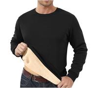 Felpa da uomo girocollo foderata in pile termico Sherpa | Girocollo a maniche lunghe con fodera in pile Sherpa caldo caldo inverno lounge top