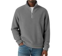 Felpa da uomo in micro pile con cerniera a 1/4 con cerniera a 1/4, felpa da uomo con colletto alla coreana, a maniche lunghe, leggera, sportiva, per il tempo libero, senza cappuccio, maglione