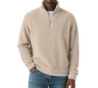 Felpa da uomo in micro pile con cerniera a 1/4 con cerniera a 1/4, felpa da uomo con colletto alla coreana, a maniche lunghe, leggera, sportiva, per il tempo libero, senza cappuccio, maglione