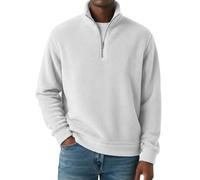 Felpa da uomo in micro pile con cerniera a 1/4 con cerniera a 1/4, felpa da uomo con colletto alla coreana, a maniche lunghe, leggera, sportiva, per il tempo libero, senza cappuccio, maglione