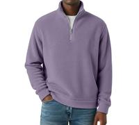 Felpa da uomo in micro pile con cerniera a 1/4 con cerniera a 1/4, felpa da uomo con colletto alla coreana, a maniche lunghe, leggera, sportiva, per il tempo libero, senza cappuccio, maglione