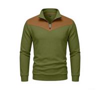 Felpa da uomo in pelle scamosciata patchwork con cerniera frontale ampia in pile con cappuccio rovesciata colletto invernale per maglione M-2XL (verde XXL)