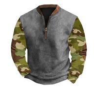 Felpa da uomo in pile con cerniera, senza cappuccio, Whitecloths Life Clothing Men Knit Print Zip Up Stand Collar Felpa Moda Abbigliamento da lavoro per corsa all'aperto Vita quotidiana, Grigio, L
