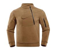 Felpa da uomo in pile con zip a un quarto e maniche lunghe | Top con colletto rialzato e cerniera, senza cappuccio, tinta unita, a maniche lunghe, con zip intera, per palestra, ciclismo