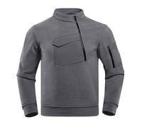 Felpa da uomo in pile con zip a un quarto e maniche lunghe | Top con colletto rialzato e cerniera, senza cappuccio, tinta unita, a maniche lunghe, con zip intera, per palestra, ciclismo