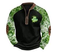 Felpa da uomo in pile con zip e cappuccio, stampa 3D, con stampa St. PT, con cerniera a un quarto, casual, festiva, divertente, alla moda, abbigliamento da lavoro per attività all'aperto, corsa, vita