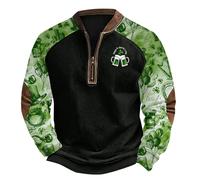 Felpa da uomo in pile con zip e cappuccio, stampa 3D, con stampa St. PT, con cerniera a un quarto, casual, festiva, divertente, alla moda, abbigliamento da lavoro per attività all'aperto, corsa, vita