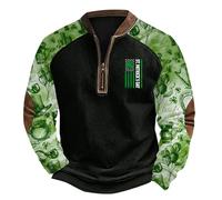 Felpa da uomo in pile con zip e cappuccio, stampa 3D, con stampa St. PT, con cerniera a un quarto, casual, festiva, divertente, alla moda, abbigliamento da lavoro per attività all'aperto, corsa, vita