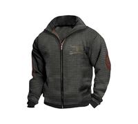 Felpa da uomo in velluto a coste con stampa 3D, vestibilità ampia, a maniche lunghe, casual, comoda, calda, con cerniera intera, per atletica, allenamento, palestra, tinta unita, per autunno e inverno