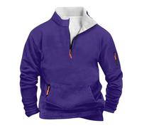 Felpa da uomo leggera in tinta unita, con cerniera a un quarto, pullover da uomo 2025, moda autunno 2025, vestibilità aderente, a maniche lunghe, colletto alla coreana, maglione in pile caldo e grosso