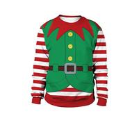 Felpa da uomo Merry Christmas Divertente 3D Xmas Pullover Top 2024 Unisex, verde, XL