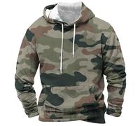 Felpa da uomo morbida e confortevole con cappuccio da adulto con stampa mimetica alla moda casual con tasca con coulisse felpa con cappuccio, Mimetico, XXL