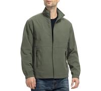 Felpa da uomo nera senza cappuccio, giacca da mezza stagione, da uomo, leggera, autunno, impermeabile, con cappuccio, tinta unita, impermeabile, impermeabile, per tutte le stagioni, verde, XXXXXL