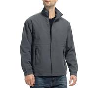 Felpa da uomo nera senza cappuccio, giacca da mezza stagione, da uomo, leggera, autunno, impermeabile, con cappuccio, tinta unita, impermeabile, impermeabile, per tutte le stagioni, grigio scuro, m
