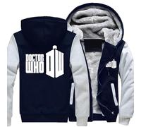 Felpa da Uomo per Doctor Who Felpe con Cappuccio da Uomo con Pile Classico in Cotone con Cappuccio Pullover con Cerniera Completa,Giacca Invernale Calda Maglione con Cappuccio,B-XL