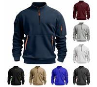 Felpa da uomo senza cappuccio con tasche pullover con zip a quarto per uomo maglione con cerniera a 1/4 felpe a maniche lunghe con collo a lupetto maglioni in pile con manica tasca con zip casual