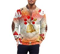 Felpa da uomo senza cappuccio - Felpa natalizia da uomo con albero di Natale, pupazzo di neve, abbigliamento casual, con stampa, maglione natalizio alla moda, comodo maglione natalizio, multicolore