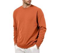 Felpa da uomo senza cappuccio per il tempo libero, confortevole maglione girocollo. Felpa alla moda versatile ed elegante, ideale per tutti i giorni con cappuccio con scollo a V da uomo, Colore: rosso