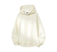 Felpa da uomo tinta unita con bottoni, stile basico, alla moda, a maniche lunghe, con cappuccio e tasca a marsupio, abbigliamento streetwear per autunno e inverno, Beige, XXL