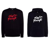 Felpa DAFT PUNK nera con cappuccio o girocollo musica electro dj riproduzione