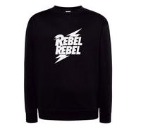 Felpa David Bowie Rebel rebel rock nera con cappuccio o girocollo stampa bianca