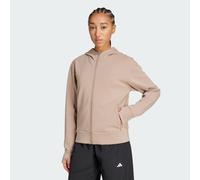 adidas Femme D4T Workout Full Zip Hooded Sweatshirt, Chalky Brown, L