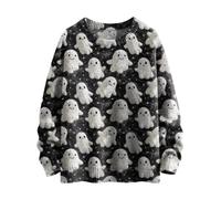 Felpa di Halloween da donna con stampa grafica fantasmi novità camicette a maniche lunghe maglione girocollo vestibilità ampia pullover costumi di Halloween da donna maglione casual top comodi vestiti