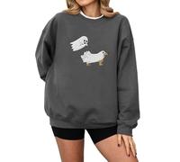 Felpa di Halloween per le donne fantasma cane stampato vestibilità ampia girocollo autunno felpe da donna 2025 abiti per adulti costumi pullover, Grigio scuro, XL