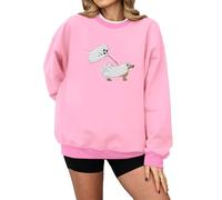 Felpa di Halloween per le donne fantasma cane stampato vestibilità ampia girocollo autunno felpe da donna 2025 abiti per adulti costumi pullover, rosa, L