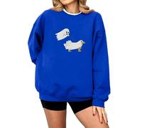 Felpa di Halloween per le donne fantasma cane stampato vestibilità ampia girocollo autunno felpe da donna 2025 abiti per adulti costumi pullover, Blu, XXL