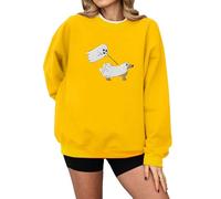 Felpa di Halloween per le donne fantasma cane stampato vestibilità ampia girocollo autunno felpe da donna 2025 abiti per adulti costumi pullover, Giallo, M