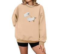 Felpa di Halloween per le donne fantasma cane stampato vestibilità ampia girocollo autunno felpe da donna 2025 abiti per adulti costumi pullover, cachi, XL
