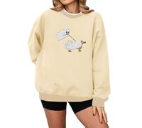 Felpa di Halloween per le donne fantasma cane stampato vestibilità ampia girocollo autunno felpe da donna 2025 abiti per adulti costumi pullover, Beige, L