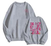 Felpa di Halloween per le donne in My Spooky Aunt Era Fantasma Zucca Stampato Girocollo Casual Felpe Abiti 2025 Costumi Pullover da Donna Adulto, Grigio, XXL