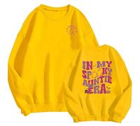 Felpa di Halloween per le donne in My Spooky Aunt Era Fantasma Zucca Stampato Girocollo Casual Felpe Abiti 2025 Costumi Pullover da Donna Adulto, Giallo, M