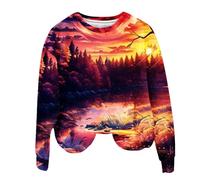 Felpa di Halloween Per Le Donne Mummia Bat Moon est Grafica 3d Stampato Girocollo Top Felpe Costumi Abiti 2025 Pullover Donna Adulto, Rosa acceso, XXL
