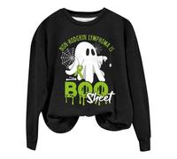 Felpa di Halloween Per Le Donne Non Hodgkin Lymphoma Is Boo Foglio Girocollo Felpe Pullover Abiti 2025 Costumi da Donna Adulto, Verde, S