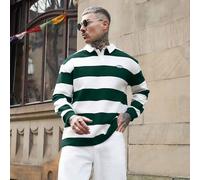 Felpa di moda a maniche lunghe con colletto a righe e bottoni davanti per uomo L,M,S,XL,XSA strisceTessuto